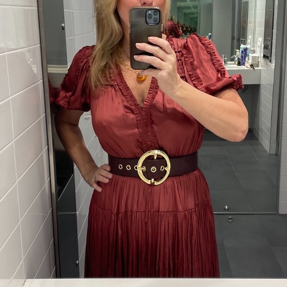 🌟Ulla Johnson Rose plissé-satin Midi Dress - Picture 9 of 12